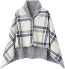 Varm indendørs hygge poncho - One size. Blød & lækker fleece med knapper. - Seniorpleje - Poncho - Seniorpleje - SPL-SHEP-02 - Grå-ternet - -