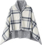 Varm indendørs hygge poncho - One size. Blød & lækker fleece med knapper. - Seniorpleje - Poncho - Seniorpleje - SPL-SHEP-02 - Grå-ternet - -