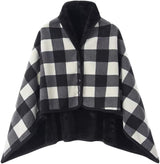 Varm indendørs hygge poncho - One size. Blød & lækker fleece med knapper. - Seniorpleje - Poncho - Seniorpleje - SPL-SHEP-03 - Sort-ternet - -