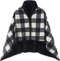 Varm indendørs hygge poncho - One size. Blød & lækker fleece med knapper. - Seniorpleje - Poncho - Seniorpleje - SPL-SHEP-03 - Sort-ternet - -