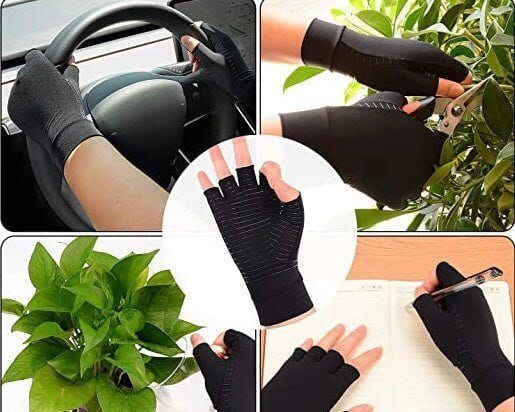 Varmende handsker med kompression & kobber - Unisex med grip. 2 modeller - Seniorpleje - Kompressionshandsker - Seniorpleje - SPL-Drart04 - KORT - SMALL - -